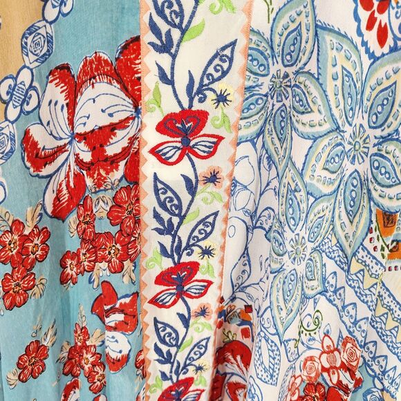 Boho Patchwork Floral Maxi Dress Sleeveless Flowy High Low Hem Festival XS NWT - Picture 5 of 8